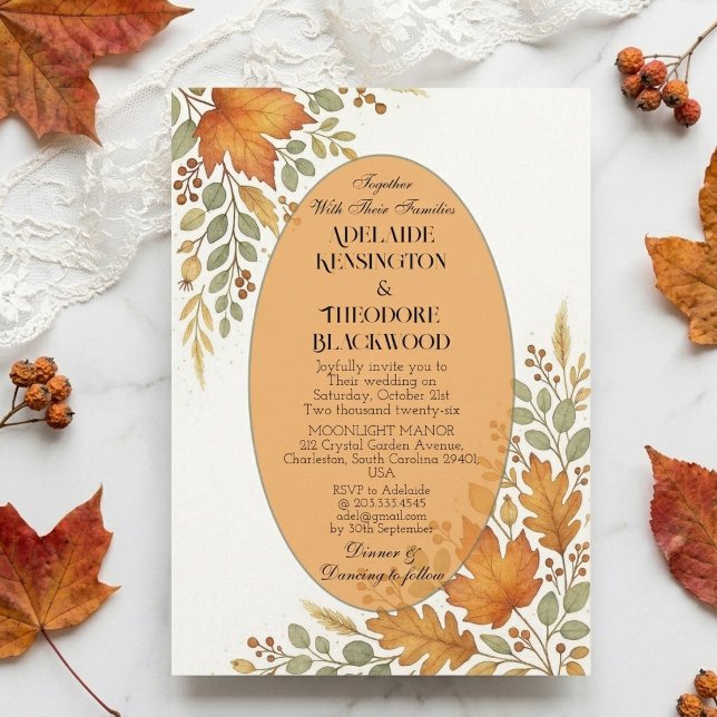Invitation Mariage Champêtre Automnal Couleurs Romantiques de (Romantic Fall Colors Autumn Bliss Country Wedding Invitation)