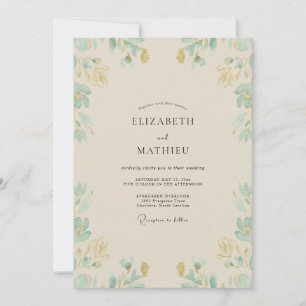 Invitation Mariage Champêtre aux Feuilles de Sauge et d'Olivi