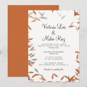Invitation Mariage Champêtre aux Feuilles de Tombe Automnales