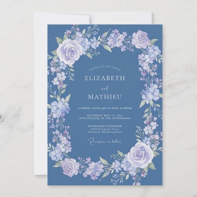 Invitation Mariage Champêtre aux Fleurs de Lilas (Devant)