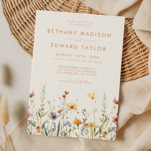 Invitation Mariage Champêtre aux Fleurs Sauvages (Créateur téléchargé)