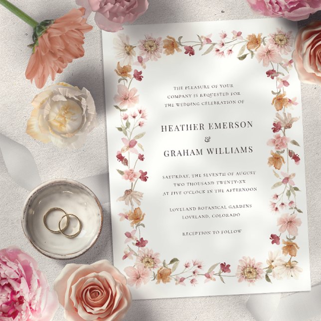 Invitation Mariage Champêtre aux Fleurs Sauvages (Créateur téléchargé)
