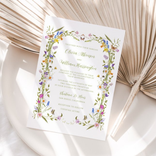 Invitation Mariage Champêtre aux Fleurs Sauvages dans un Jard (Créateur téléchargé)