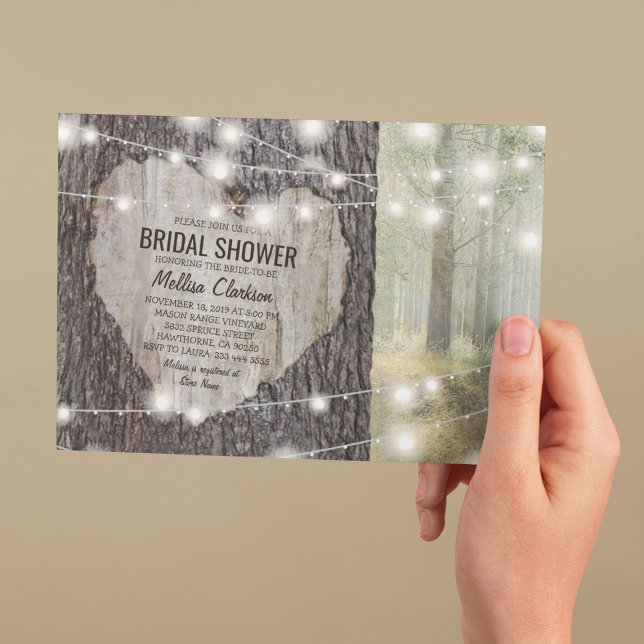 Invitation Mariage Champêtre avec Arbre à Coeur Gravé (Créateur téléchargé)