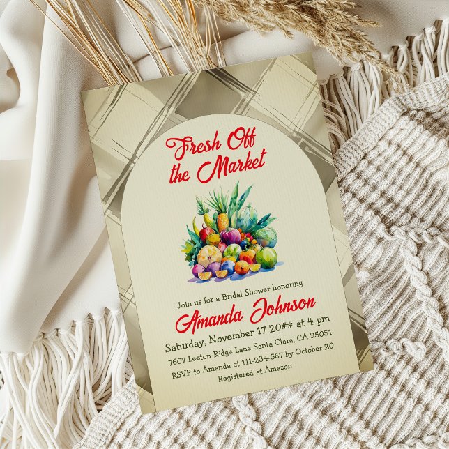 Invitation Mariage champêtre avec des fruits frais du marché (Créateur téléchargé)