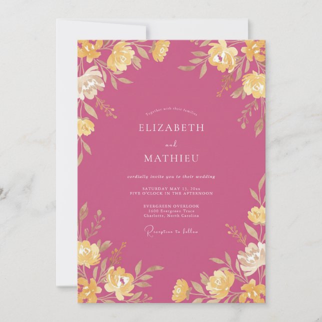 Invitation Mariage Champêtre Berry Gold (Devant)