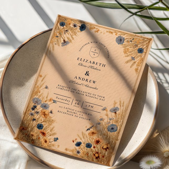 Invitation Mariage Champêtre Bleu Bleuet (Créateur téléchargé)