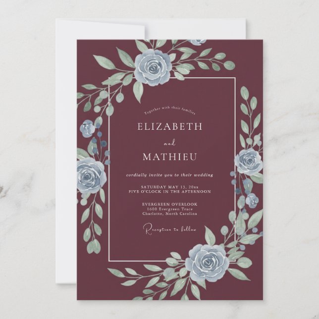 Invitation Mariage Champêtre Bourguignon en Douceur (Devant)