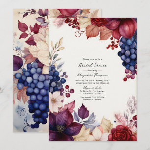 Invitation Mariage Champêtre Bourguignon, Nuit et Rose