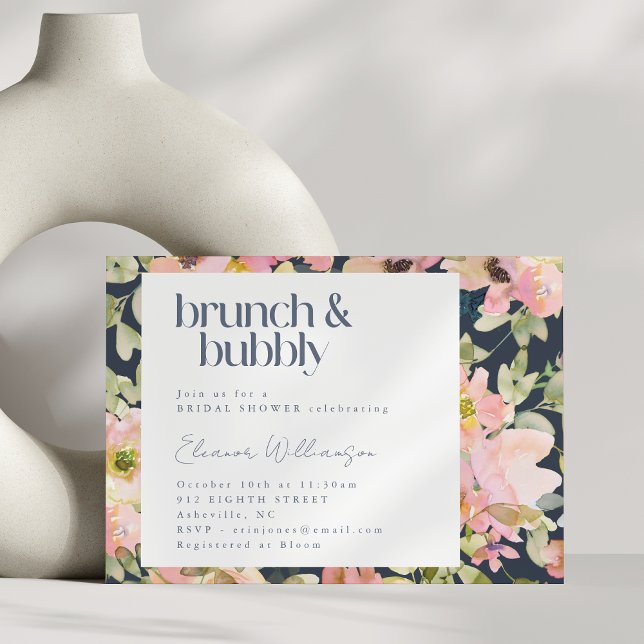 Invitation Mariage Champêtre Bulle de Savon Fleurs Aquarelle  (Créateur téléchargé)