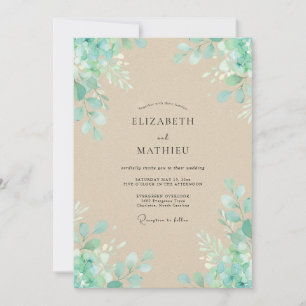 Invitation Mariage Champêtre Champagne et Mousse de Mer