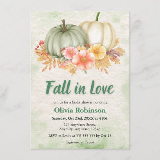 Invitation Mariage Champêtre Citrouille Vert Sauge Tomber en