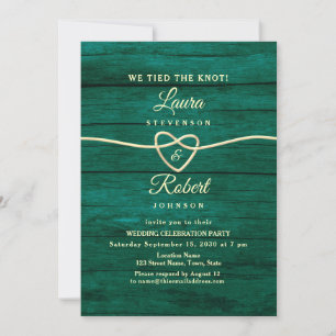 Invitation Mariage Champêtre Cœur en Corde Verte Réception