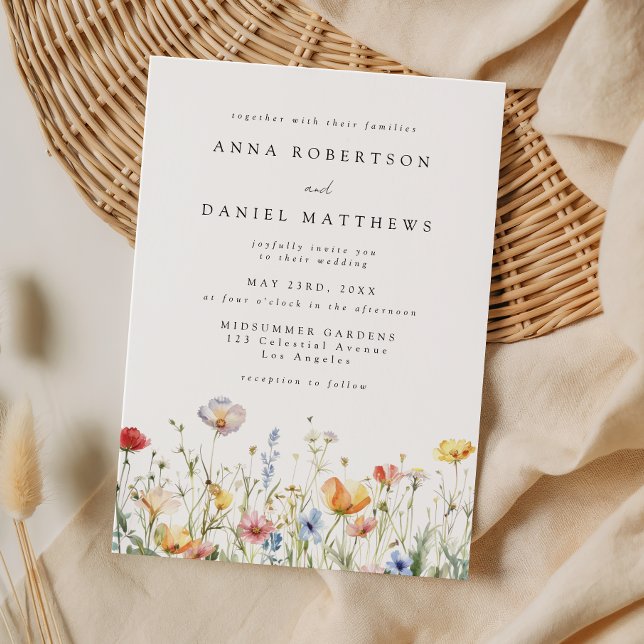 Invitation Mariage Champêtre Coloré de Fleurs Sauvages (Créateur téléchargé)