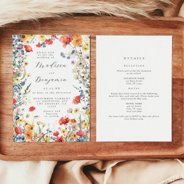 Invitation Mariage Champêtre Coloré Tout en Un (Créateur téléchargé)