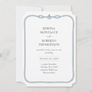 Invitation Mariage Champêtre Corde de Navire au Cadre de Naut
