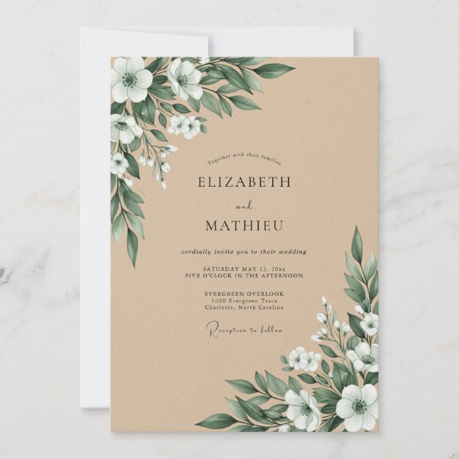 Invitation Mariage champêtre couleur terre cuite (Devant)