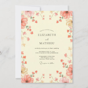 Invitation Mariage Champêtre Crème de Corail