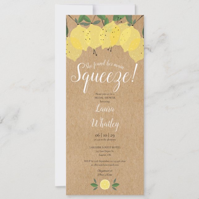 Invitation Mariage champêtre de citron de la vedette (Devant)