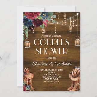 Invitation Mariage champêtre de couple occidental avec fleurs