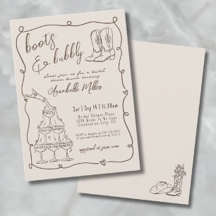 Invitation Mariage Champêtre de Cowgirl Dessiné à la Main