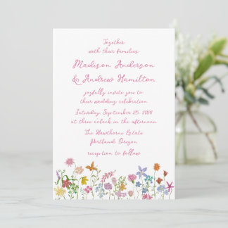 Invitation Mariage Champêtre de Fleurs Sauvages