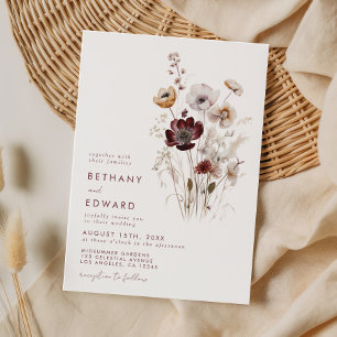 Invitation Mariage Champêtre de Fleurs Sauvages d'Automne Fan