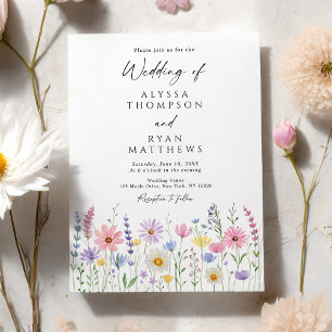 Invitation Mariage Champêtre de Fleurs Sauvages Délicates