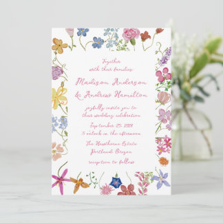 Invitation Mariage Champêtre de Fleurs Sauvages Fantaisiste