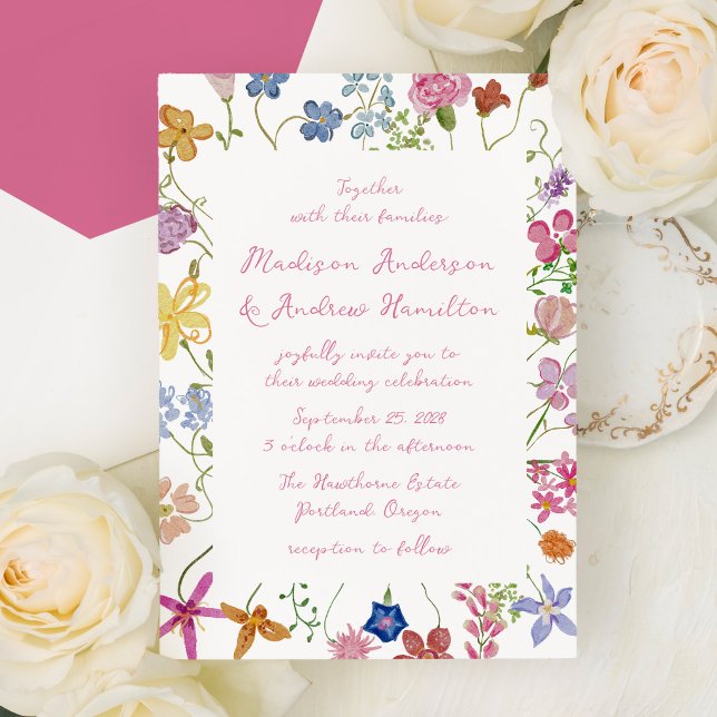 Invitation Mariage Champêtre de Fleurs Sauvages Fantaisiste (Créateur téléchargé)