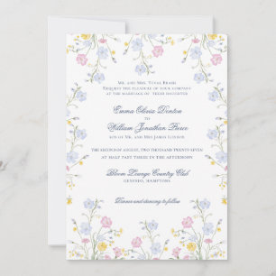 Invitation Mariage Champêtre de Fleurs Sauvages Luxuriantes