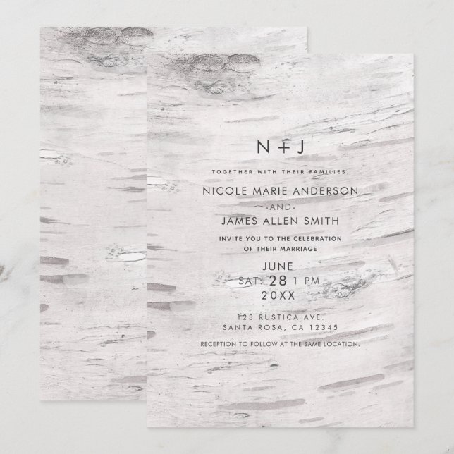 Invitation Mariage Champêtre de Grange Rustique en Bois de Bo (Devant / Derrière)