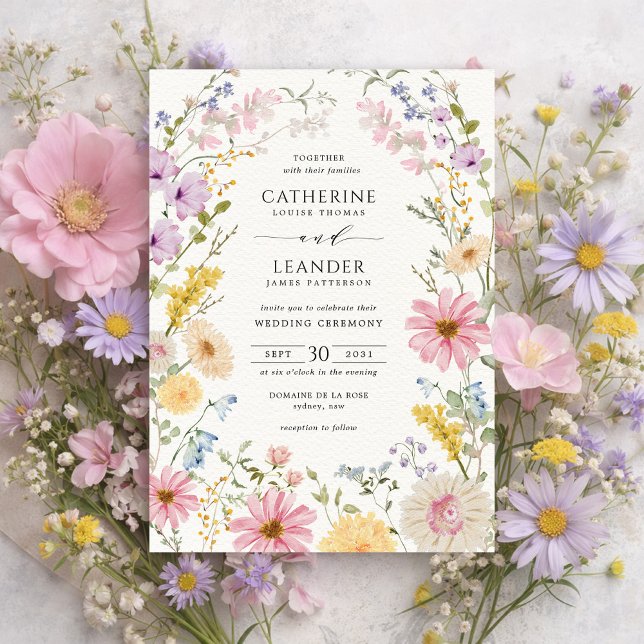 Invitation Mariage Champêtre de Printemps aux Fleurs Sauvages (Créateur téléchargé)