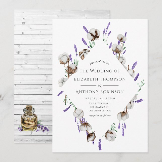 Invitation Mariage champêtre de style aquarelle rustique en c (Devant / Derrière)