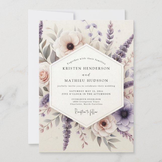 Invitation Mariage Champêtre de Style Impressionniste aux Lil (Devant)