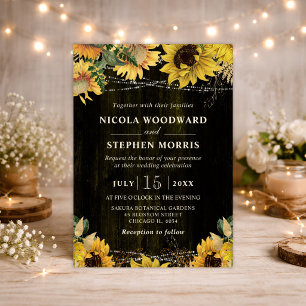 Invitation Mariage Champêtre de Tournesols d'Automne avec Boi