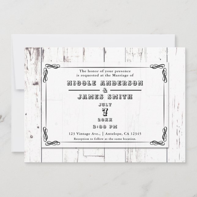 Invitation Mariage Champêtre Élégant et Retrouve dans une Gra (Devant)