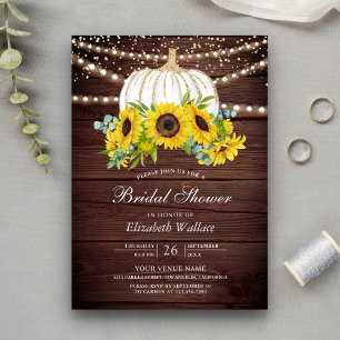 Invitation Mariage Champêtre en Bois Rustique Citrouille Blan