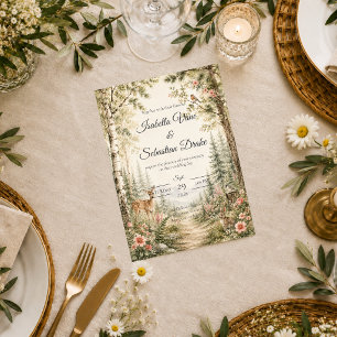 Invitation Mariage Champêtre en Forêt Enchantée