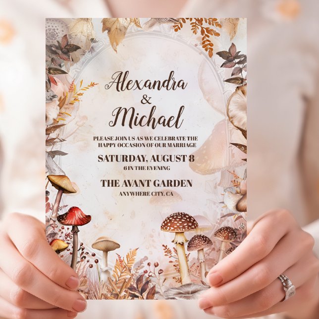 Invitation Mariage Champêtre Enchanté de Forêt de Champignons (Créateur téléchargé)
