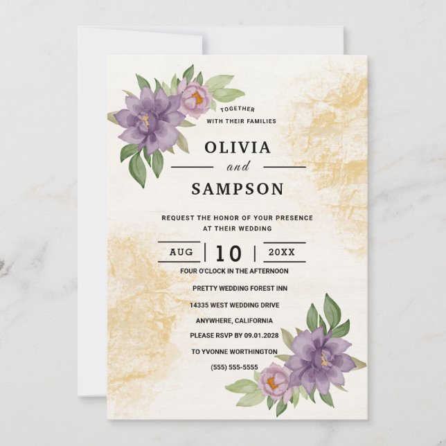 Invitation Mariage champêtre esthétique Fleur sauvage d'été (Devant)