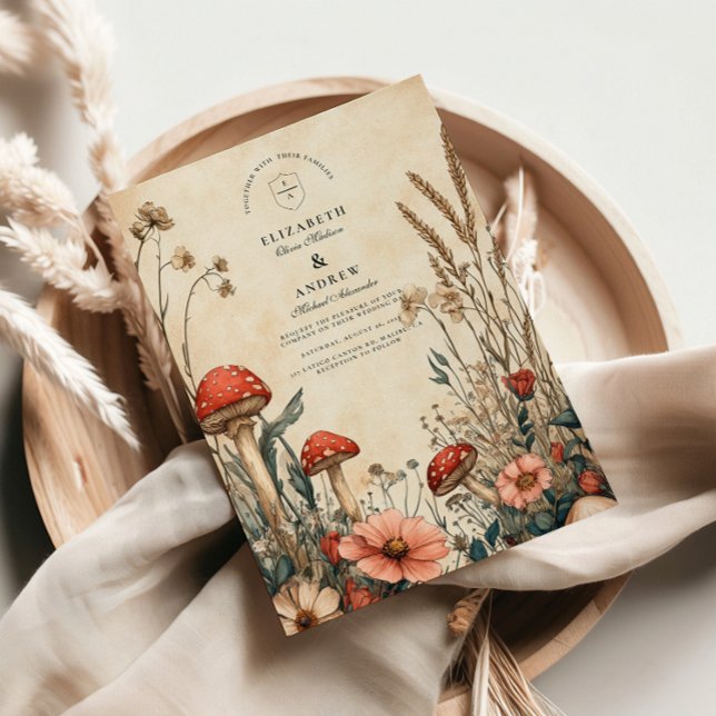 Invitation Mariage Champêtre Fantaisiste aux Champignons (Créateur téléchargé)