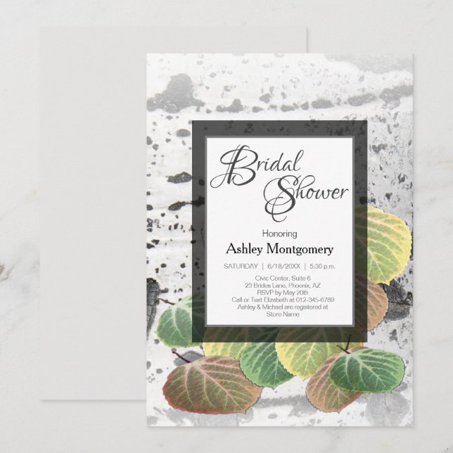 Invitation Mariage champêtre Fête de fiançailles Écorce et fe (Devant / Derrière)