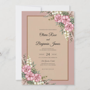 Invitation Mariage Champêtre Fleur de Mauve Champagne