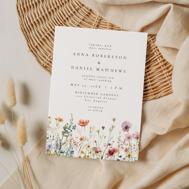 Invitation Mariage Champêtre Fleur de Rosier Poussiéreux (Créateur téléchargé)