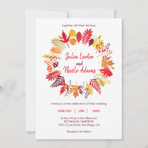 Invitation Mariage Champêtre Fleur Sauvage Champignon Automne
