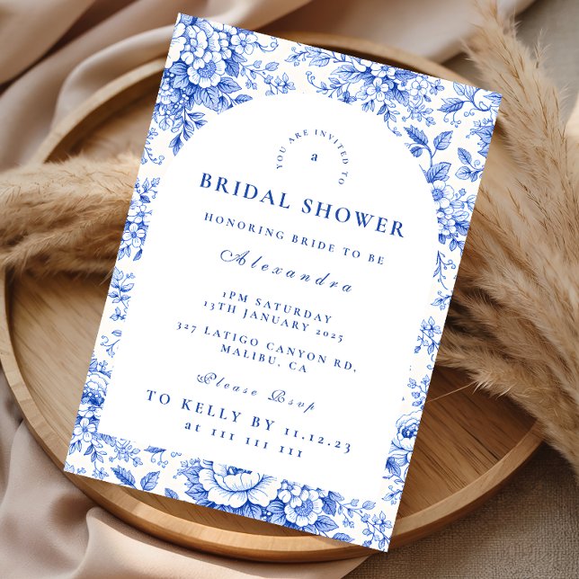 Invitation Mariage champêtre fleuri bleu vintage (Créateur téléchargé)