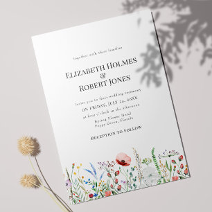 Invitation Mariage Champêtre Fleuriste Aquarelle Bohème