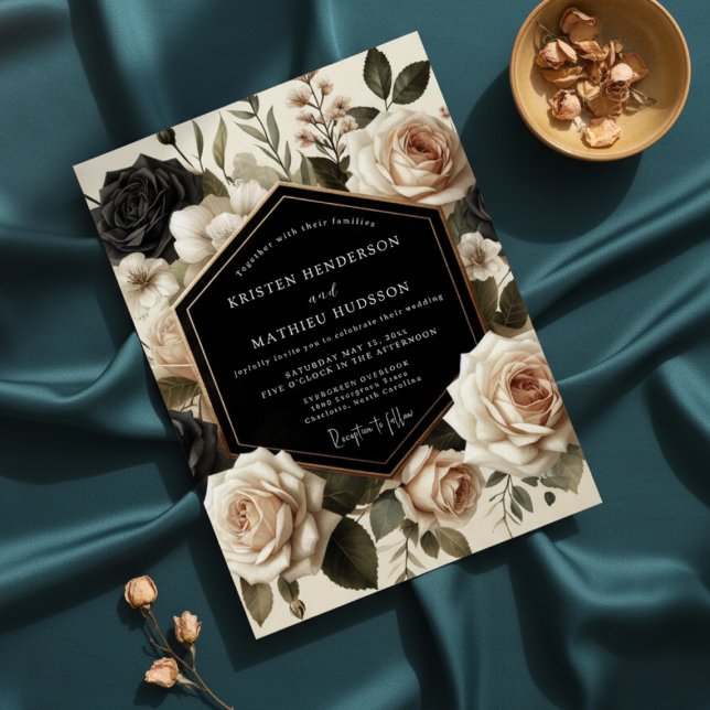 Invitation Mariage champêtre floral crème romantique (Créateur téléchargé)