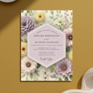 Invitation Mariage Champêtre Floral Mauve